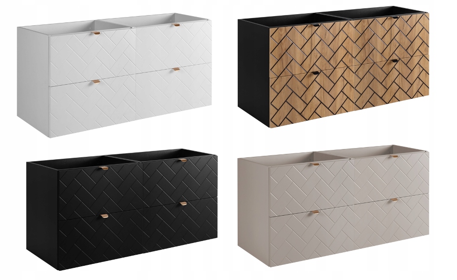 Szafka Łazienkowa Wisząca pod Umywalkę 120 Kaszmir Klepka Jodełka front MDF