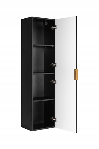 Zestaw mebli łazienkowych szafka z blatem i słupek FLOW – 120 cm – czarny / dąb craft złoty