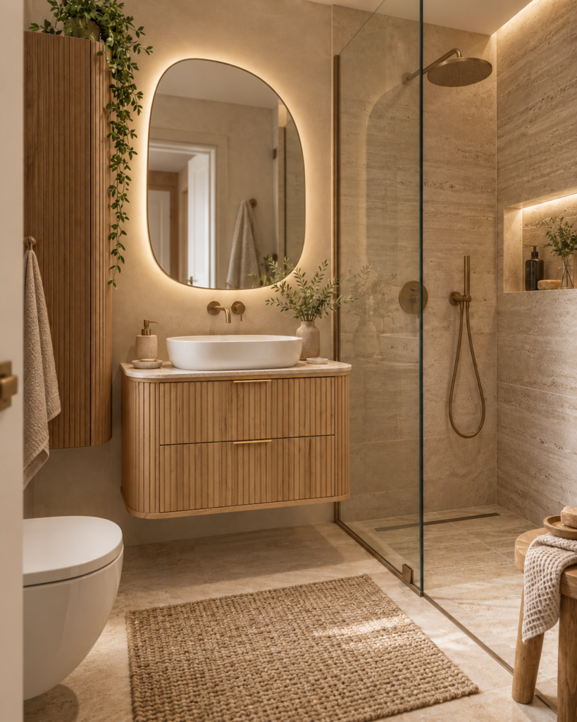 Mała łazienka w stylu modern organic
